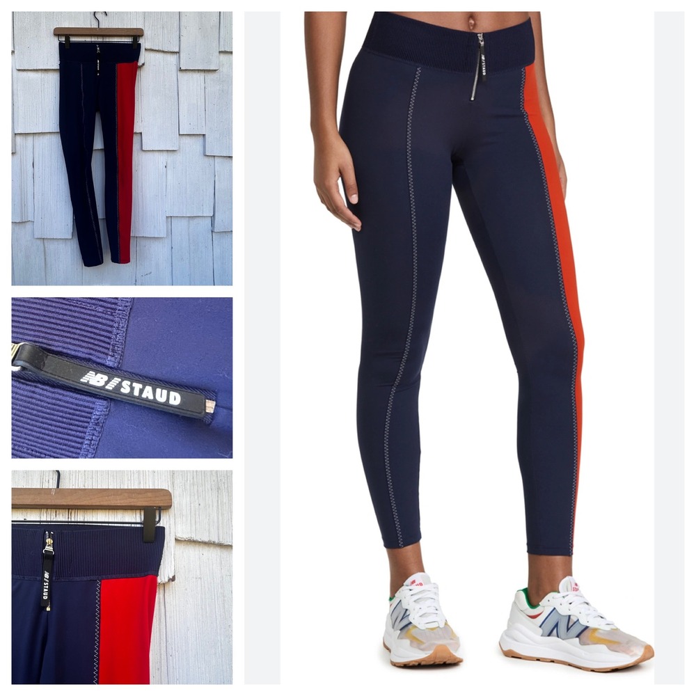 New Balance X Staud Colorblock Zipper Front Peacoat‎ Leggings Navy Red XS